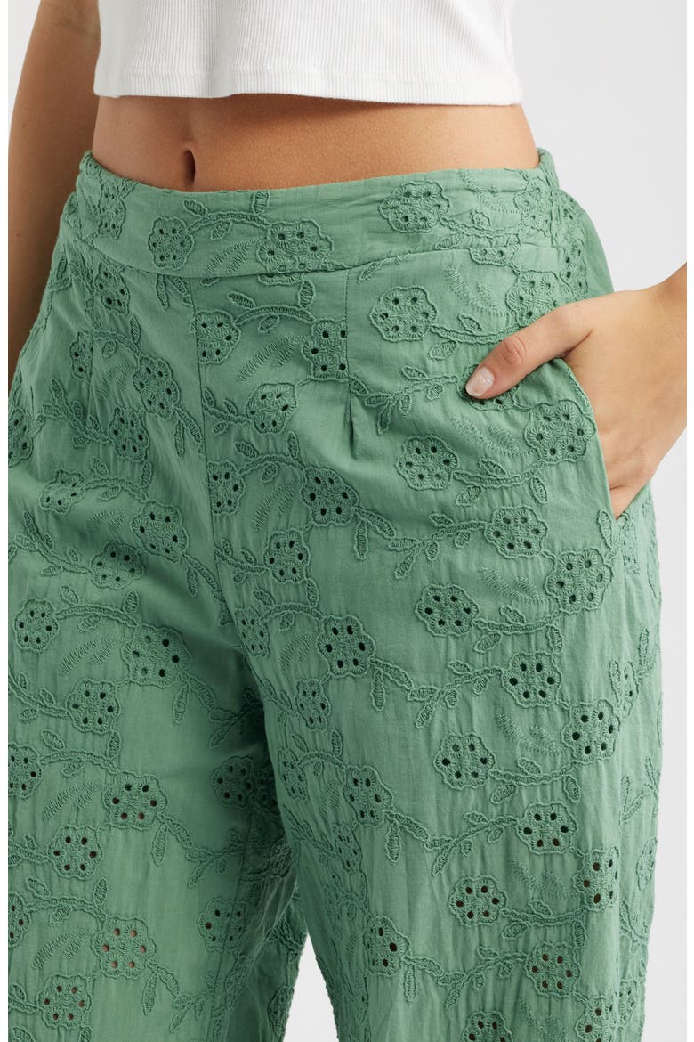 Colosseum Cotton Eyelet Pants, Alternate, color, GREEN