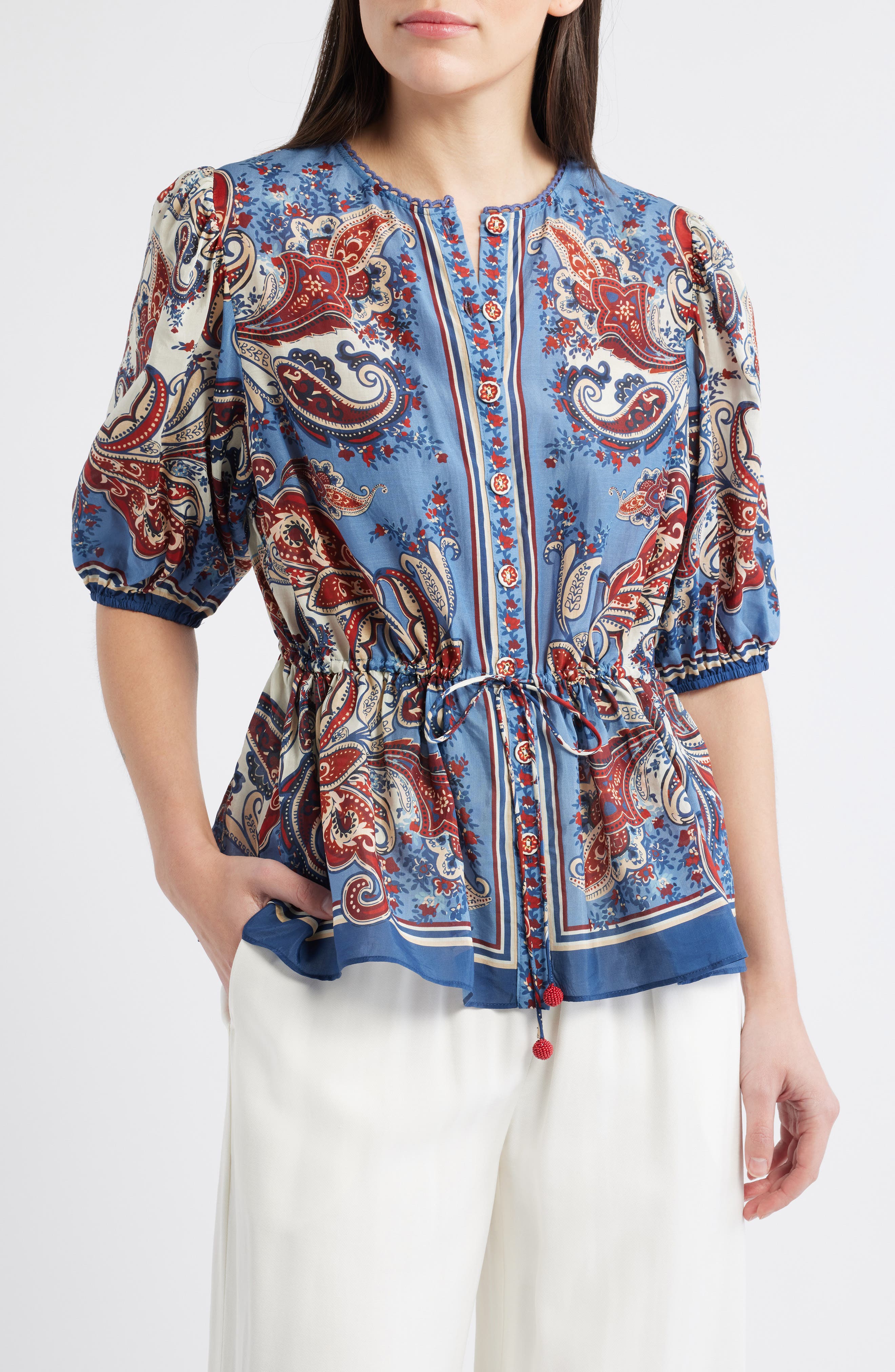 selected PAISLEY SCARF CREAM