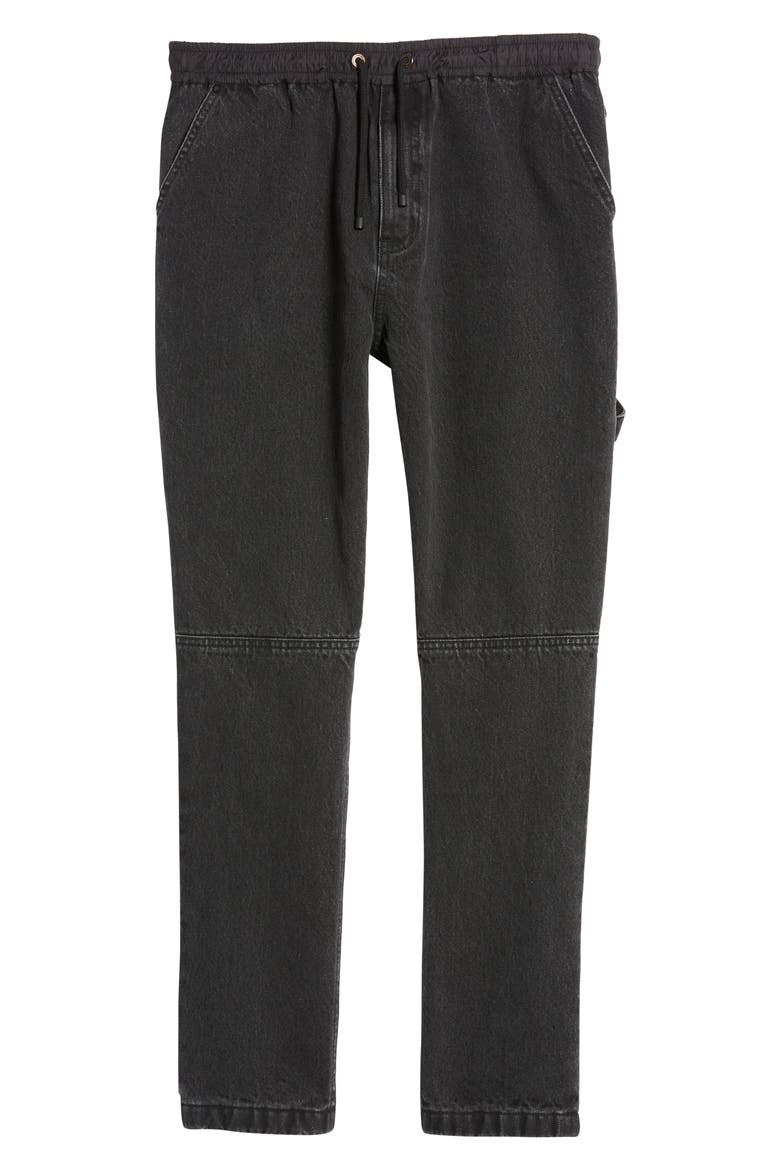 Denim & Nylon Joggers, Alternate, color, BLACK WASHED