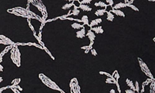 Cece Floral Embroidered Bow Collar Top In Black