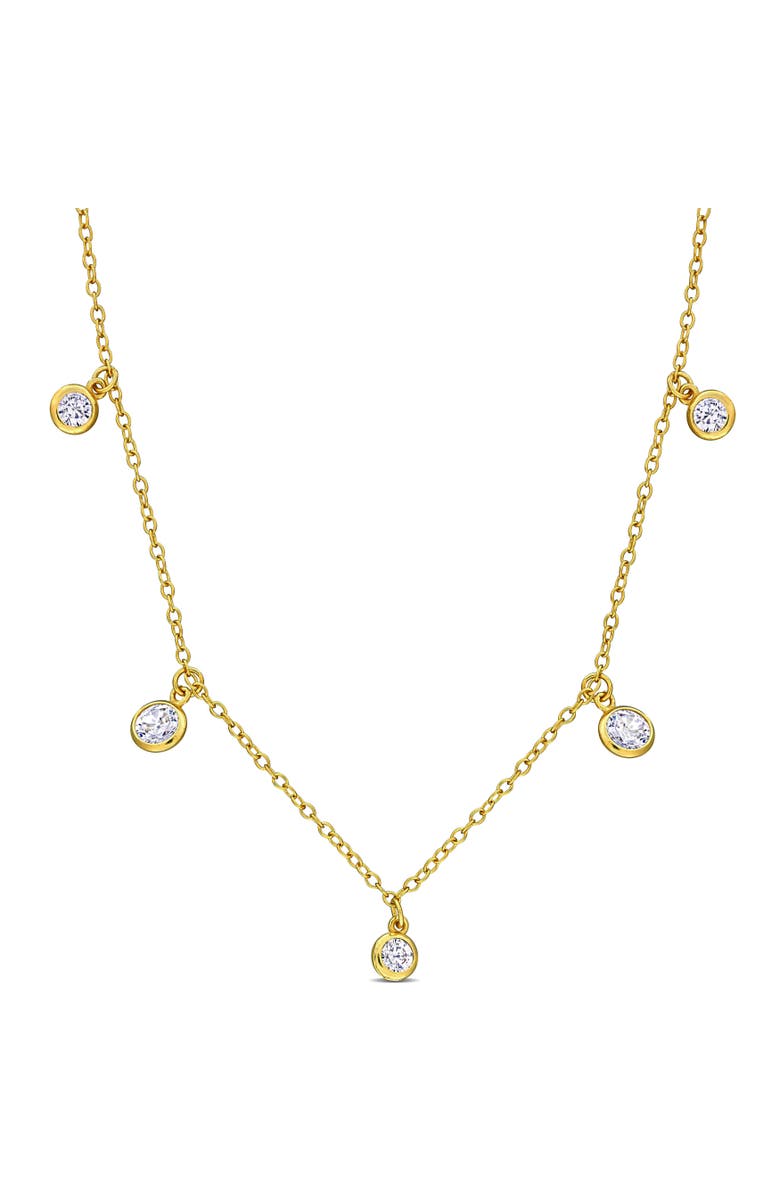 Julianna B. Multi-Shape Cubic Zirconia Station Necklace, Main, color, Yellow-Plated