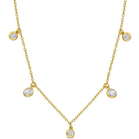 Multi-Shape Cubic Zirconia Station Necklace