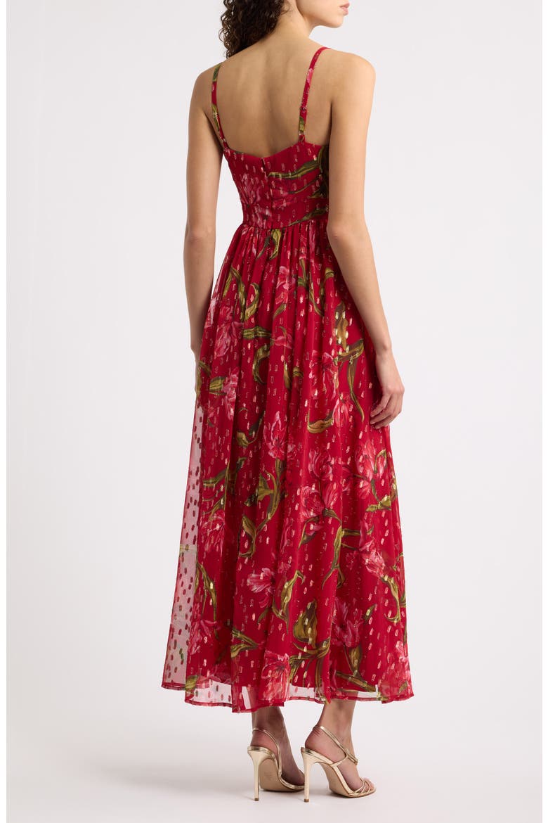 V-Neck Floral Gown, Alternate, color, RED