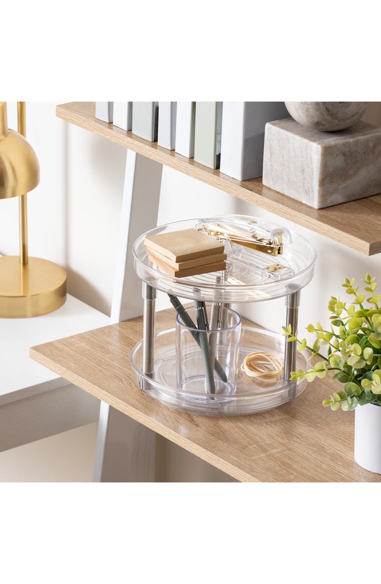 iDesign 9-Inch Plastic 2-Tier Lazy Susan - Set of 2 - Clear/Chrome, Alternate, color, Clear