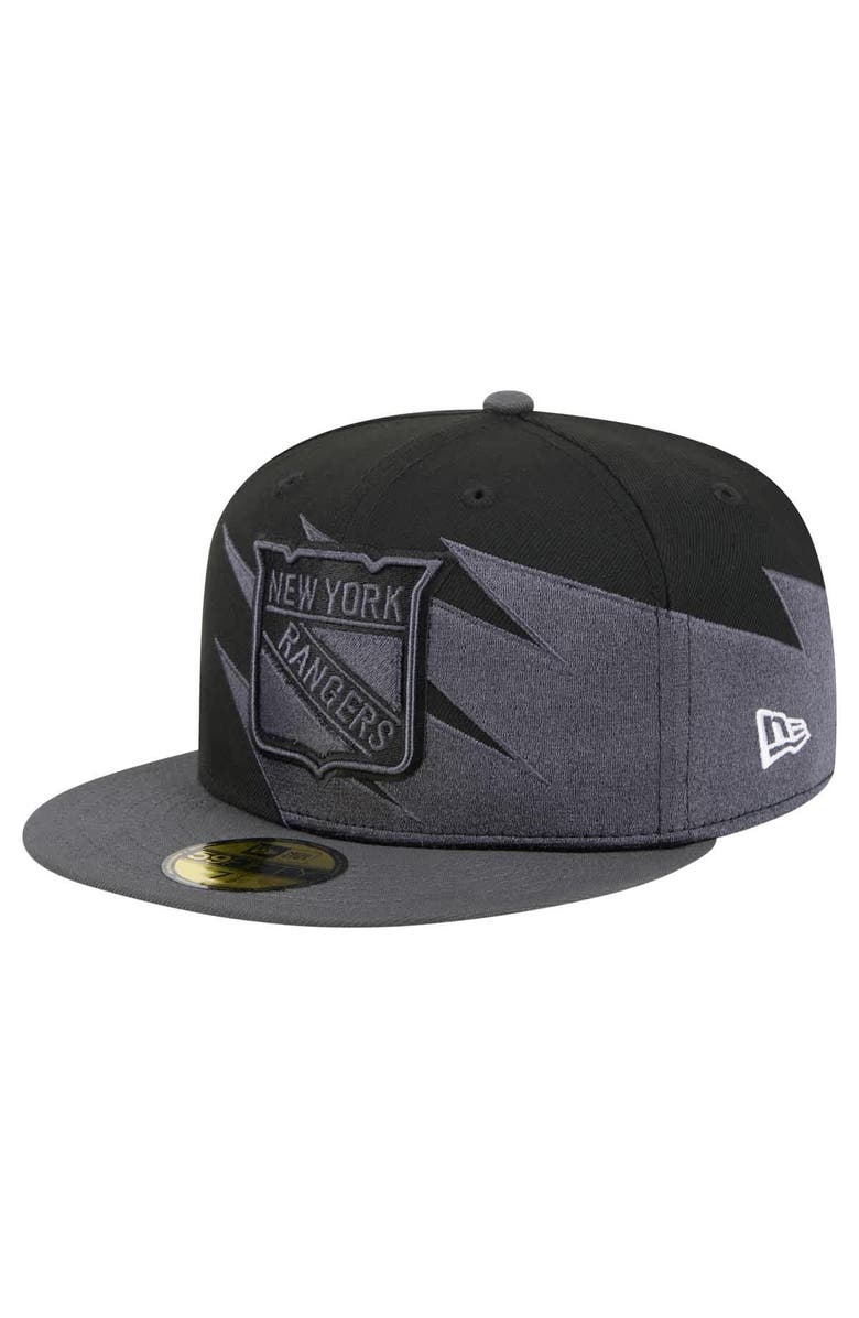 New Era Men's New Era  Black New York Rangers Spikes 59FIFTY Fitted Hat, Main, color, Black