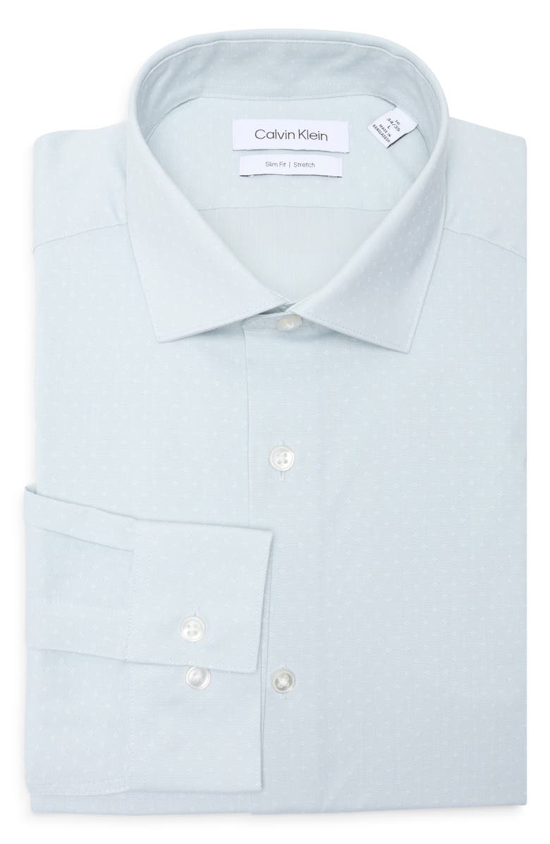 Calvin Klein Slim Fit Stretch Dress Shirt, Alternate, color, Sage