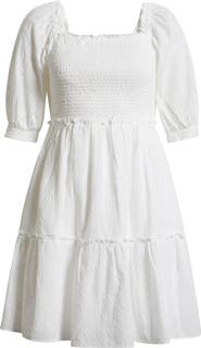 Lilly Pulitzer® Hadly Smocked Puff Shoulder Ruffle Hem Dress