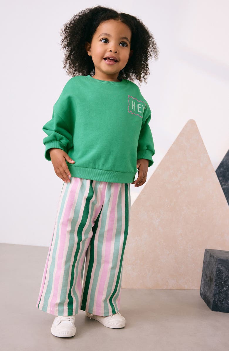 NEXT Kids' Sweatshirt & Wide Leg Pants Set, Alternate, color, Green
