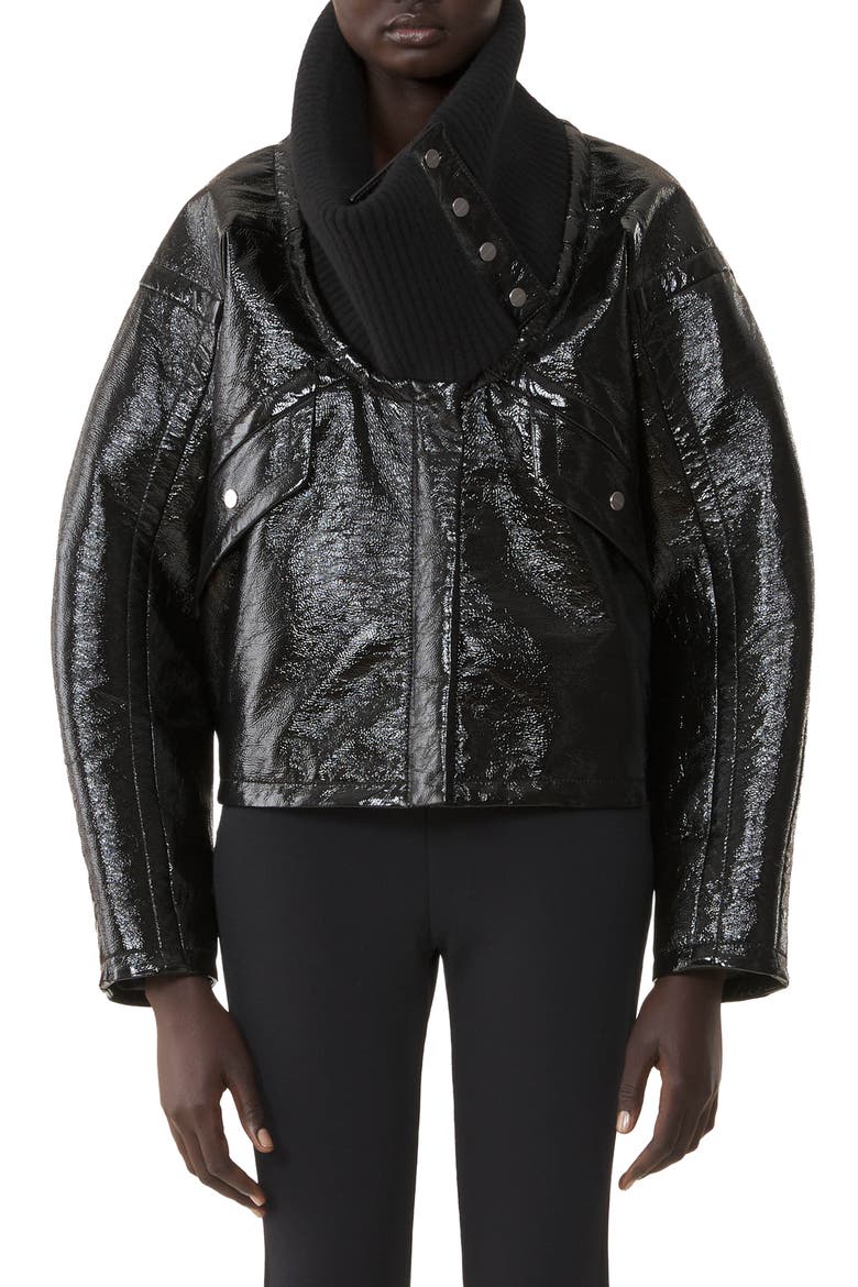 Short Vinyl Coat, Main, color, Black