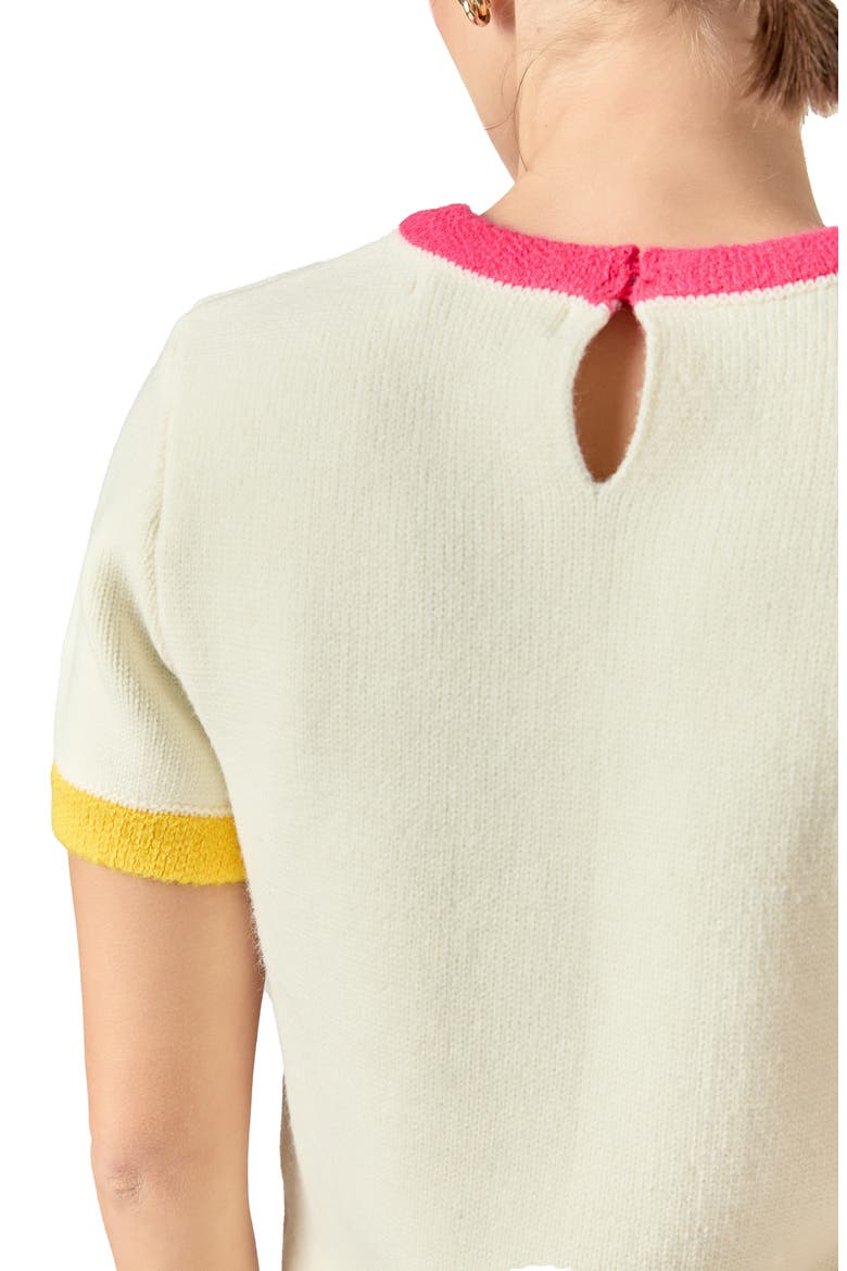 Colorblock Short Sleeve Sweater, Alternate, color, CREAM MULTI
