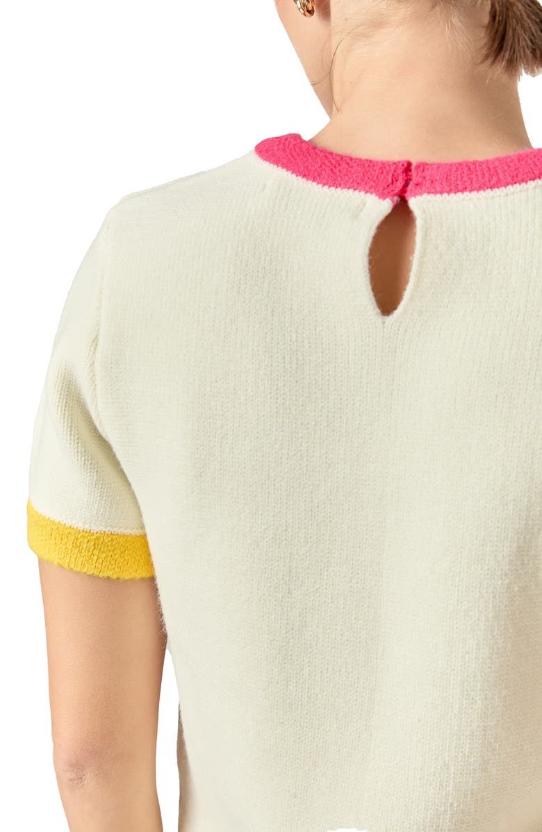 English Factory Colorblock Short Sleeve Sweater, Alternate, color, Cream Multi