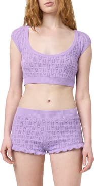 Florence by Mills Pointelle Cotton Blend Crop Sweater