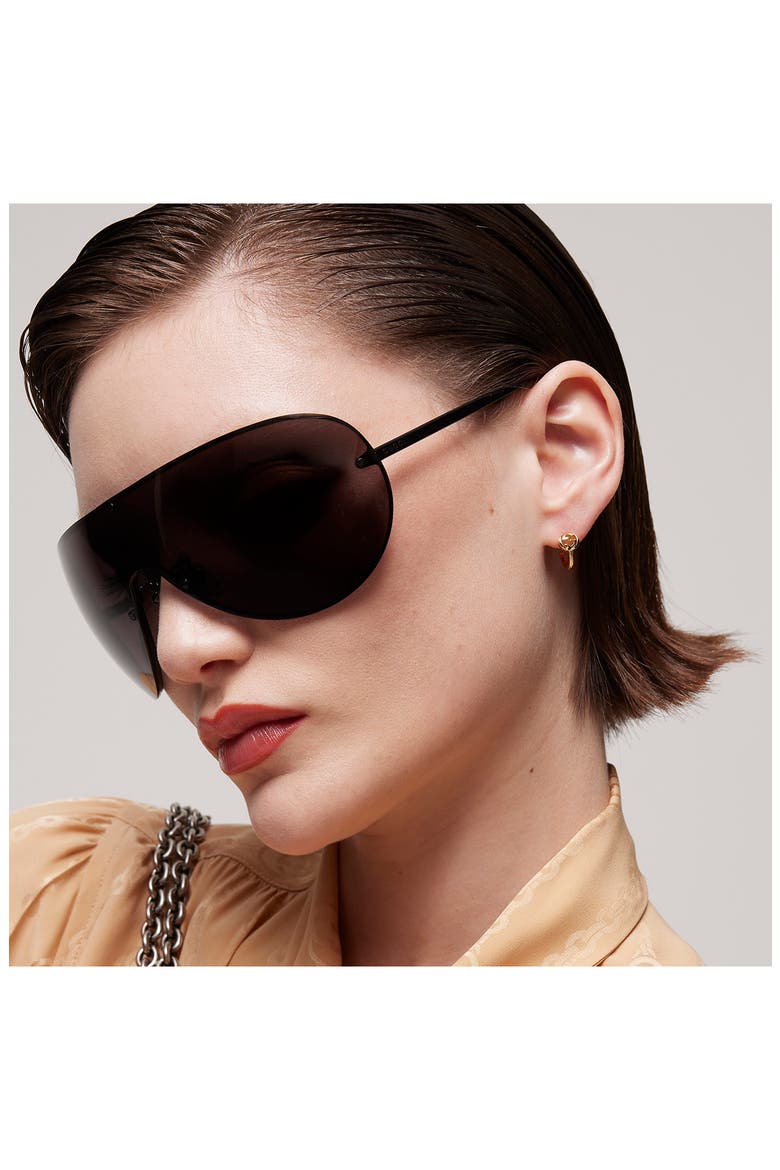 Interlocking G Huggie Hoop Earrings, Alternate, color, GOLD