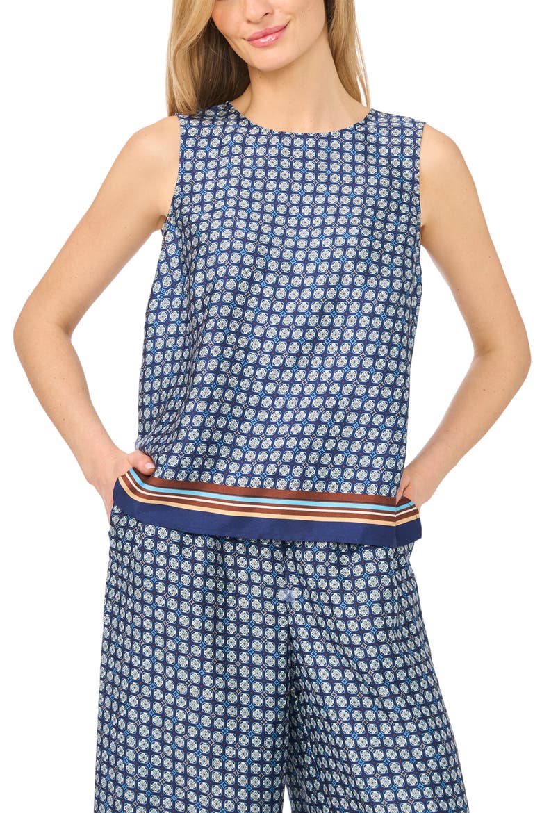 Geo Print Sleeveless Shell, Main, color, CLASSIC NAVY