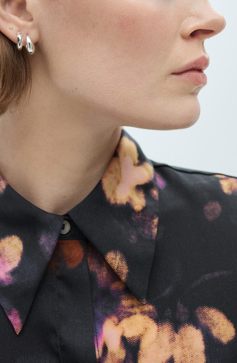 MANGO Abstract Print Satin Button-Up Shirt, Alternate, color,