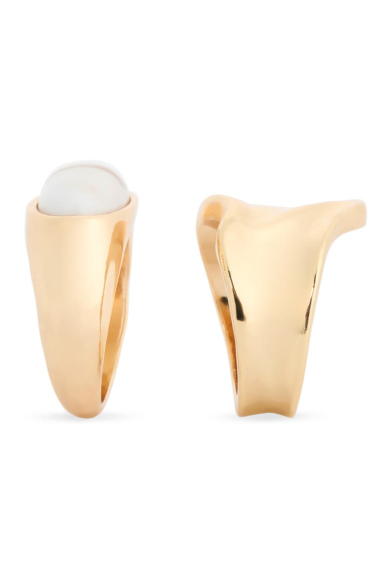Set of 2 Marble Swirl Rings, Alternate, color, IVORY- GOLD