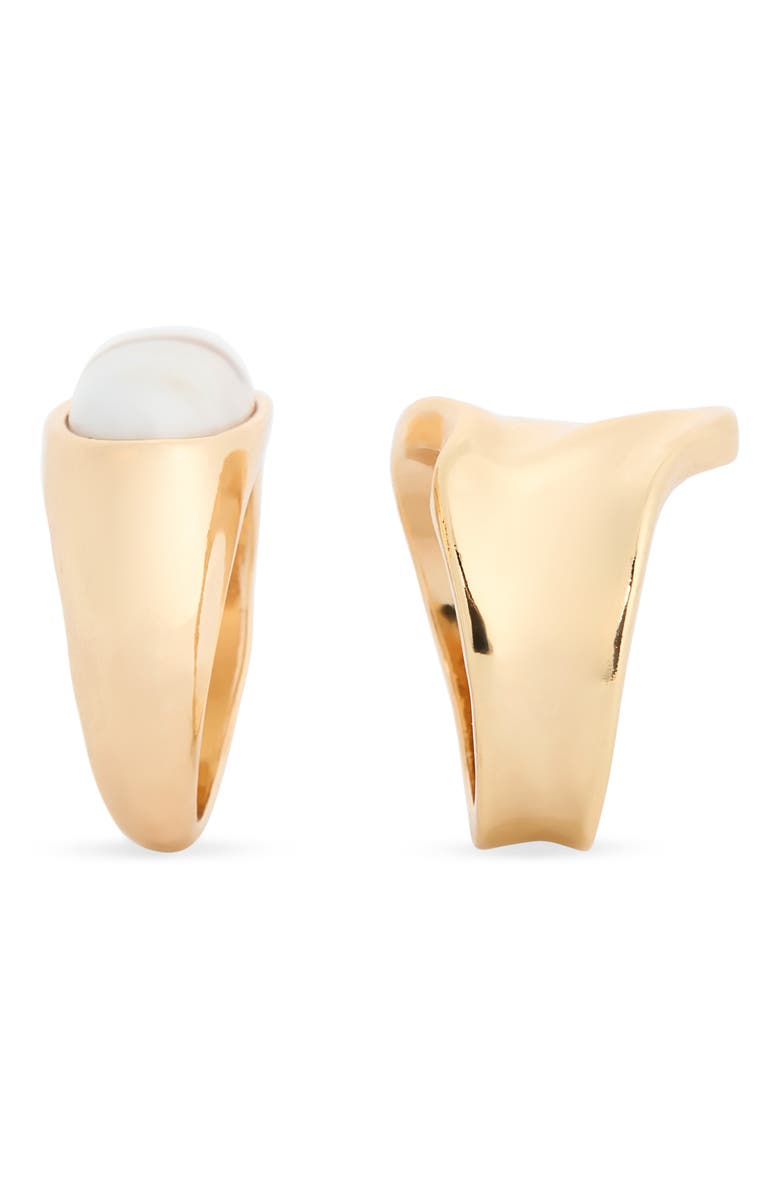 NORDSTROM RACK Set of 2 Marble Swirl Rings, Alternate, color, Ivory- Gold