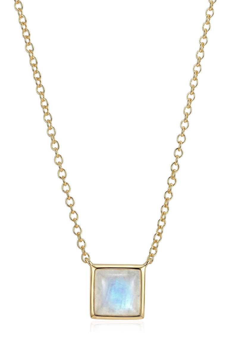 14k Gold Plated Square Pendant Necklace, Main, color, WHITE/ GOLD