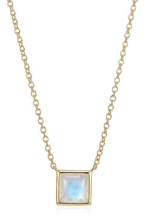 14k Gold Plated Square Pendant Necklace