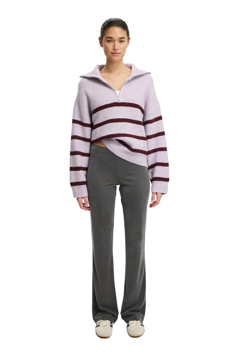 Cotton On Women's Luxe Half Zip Pullover, Alternate, color, Lilac Stripe