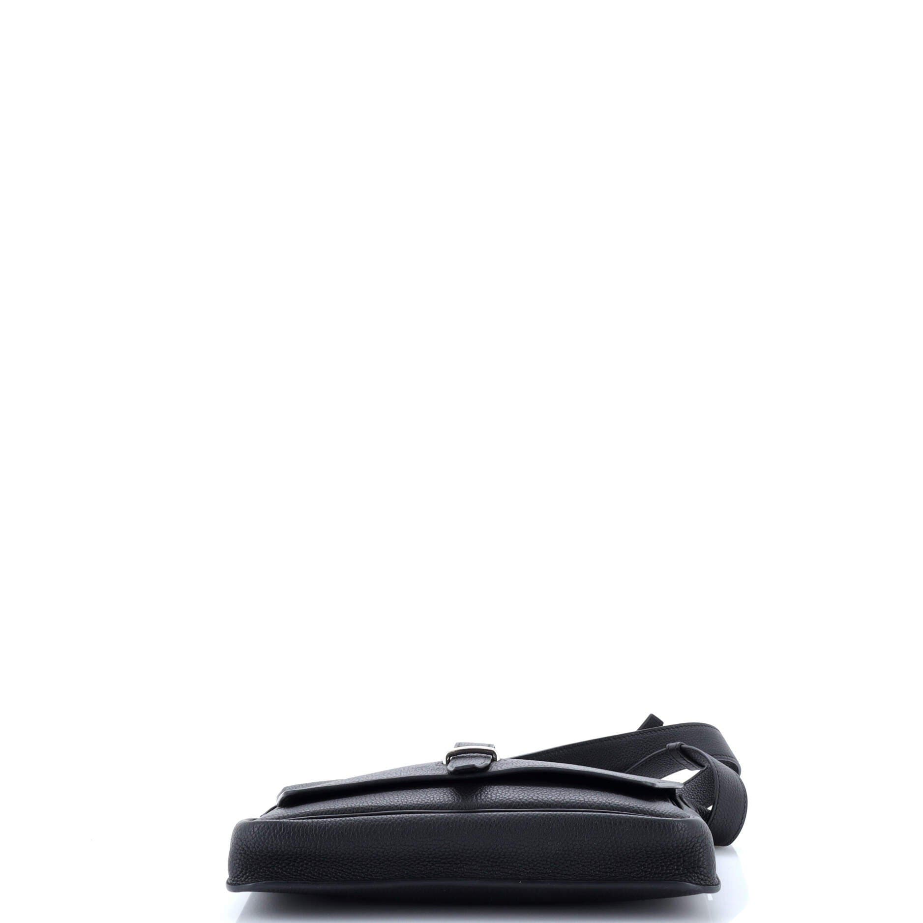 Pre-Owned Hermes Steve Light Junior Messenger Bag Togo, Alternate, color, Bleu Indigo