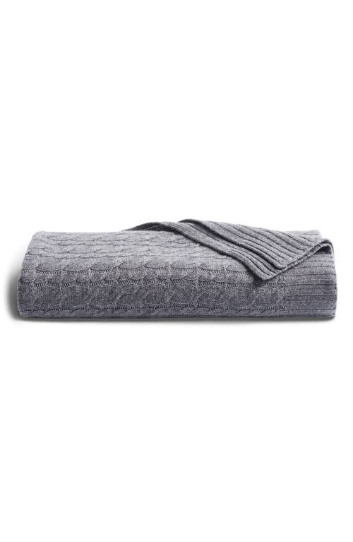 Petite Plume Wool & Cashmere Cable Throw Blanket In Grey
