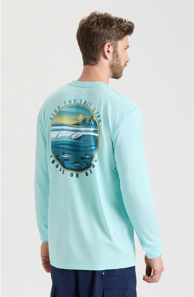 Salt Life Live Above or Below Long Sleeve Performance Tee, Alternate, color, Light Aruba Heather