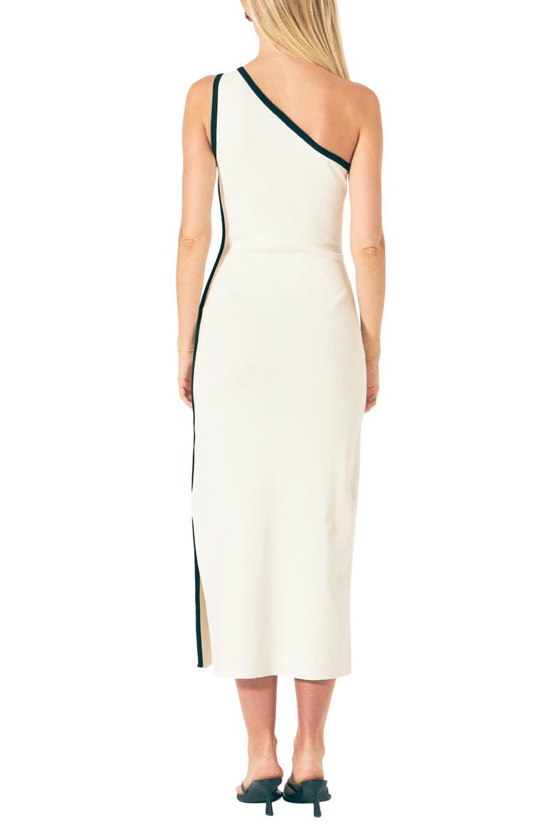 Contrast Detail One-Shoulder Dress, Alternate, color, WHITE/ BLACK