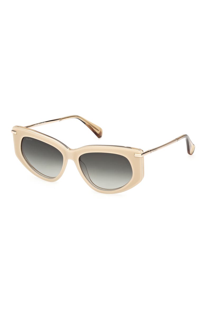 Beth 54mm Polarized Geometric Sunglasses, Alternate, color, WHITE / GRADIENT GREEN