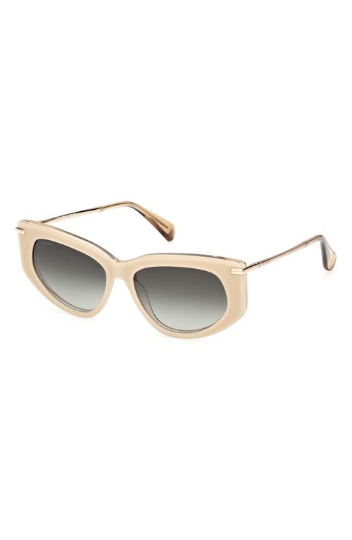 Max Mara Beth 54mm Polarized Geometric Sunglasses In White/gradient Green