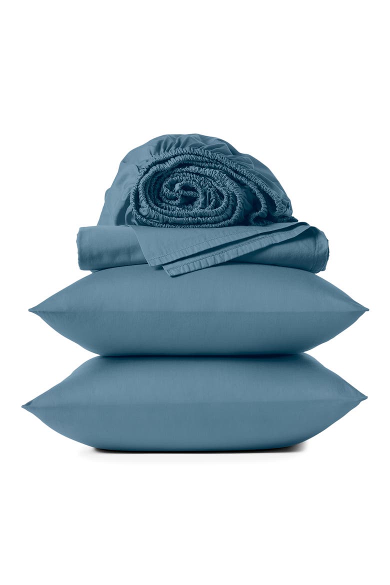 Classic Organic Cotton Sateen Sheet Set, Main, color, CERULEAN