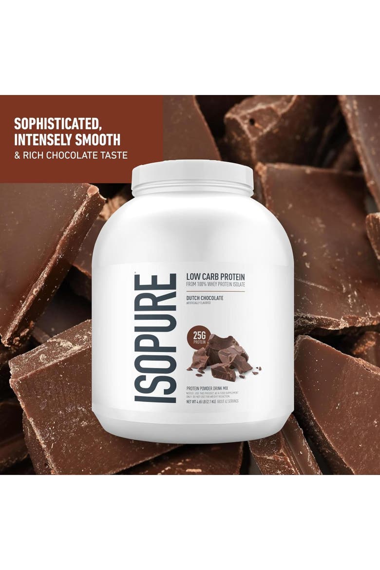 Low Carb Pure Whey Isolate Protein Powder Dutch Chocolate, Alternate, color, None