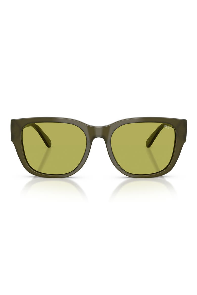 56mm Square Sunglasses, Main, color, SOLID GREEN / LIGHT GREEN