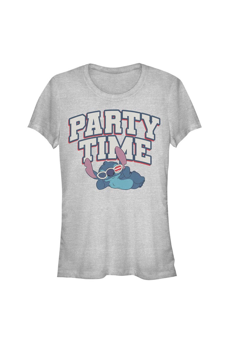 Juniors Lilo & Stitch American Party Time T Shirt, Main, color, Athletic Heather