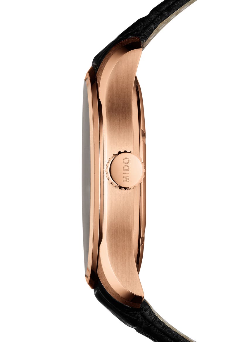 Belluna II Leather Strap Watch, Alternate, color, BROWN/ BLACK/ ROSE GOLD