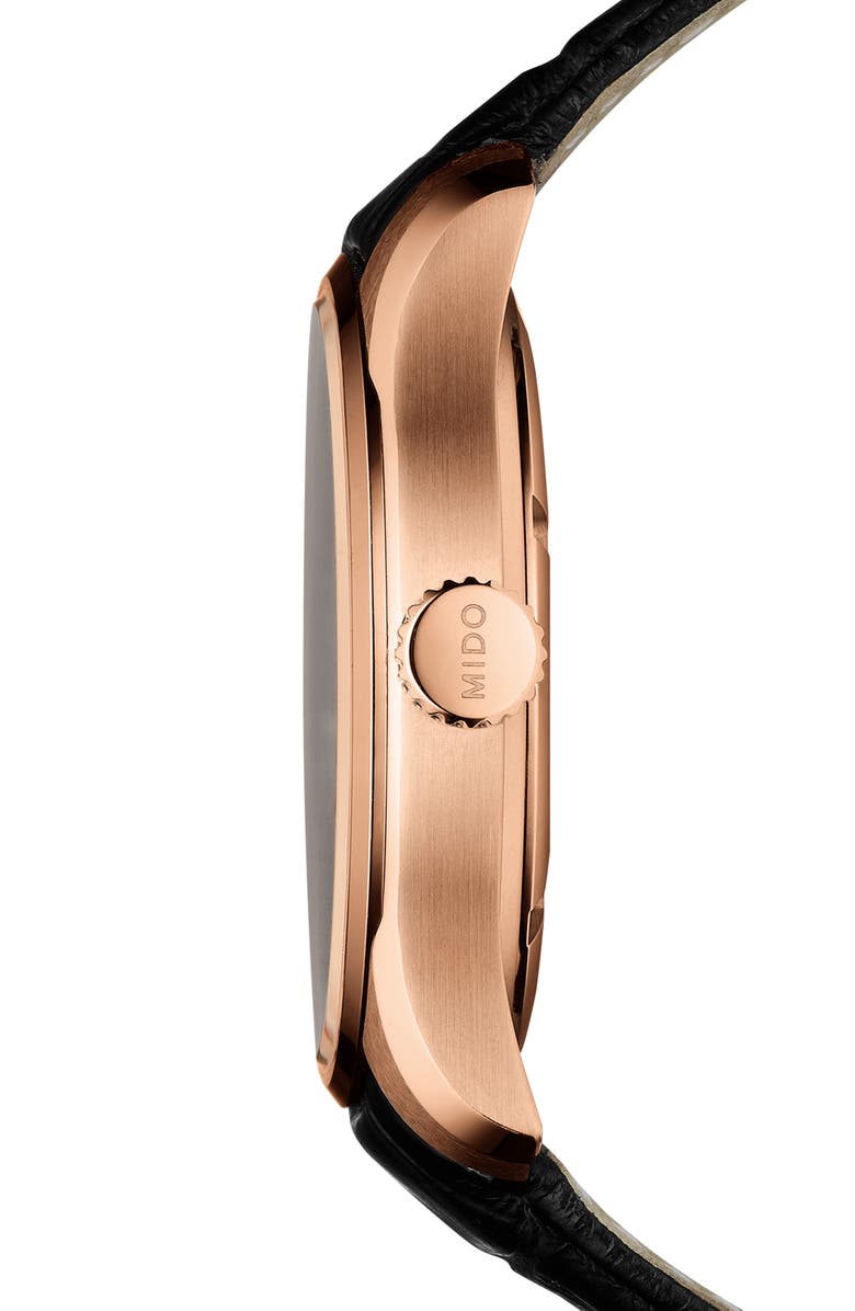 MIDO Belluna II Leather Strap Watch, Alternate, color, 