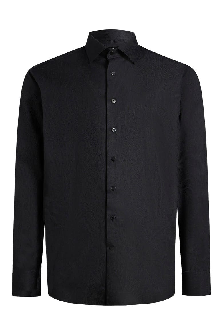 Roma Paisley Cotton Jacquard Dress Shirt, Alternate, color, BLACK