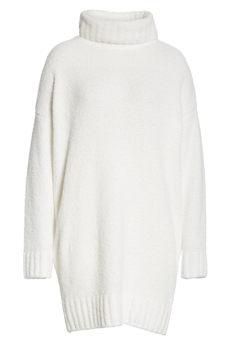Chenille Turtleneck Sweater Dress, Alternate, color, CHALK