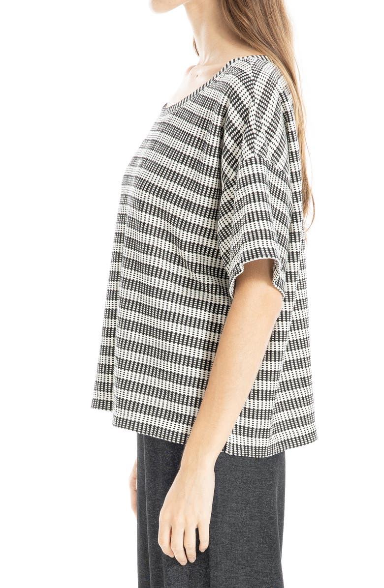 MAX STUDIO Flek Textured Stripe Boxy T-Shirt, Alternate, color, Black/ Cream