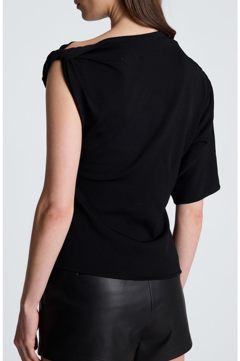 Asymmetric Drape Neck Jersey Top, Alternate, color, BLACK