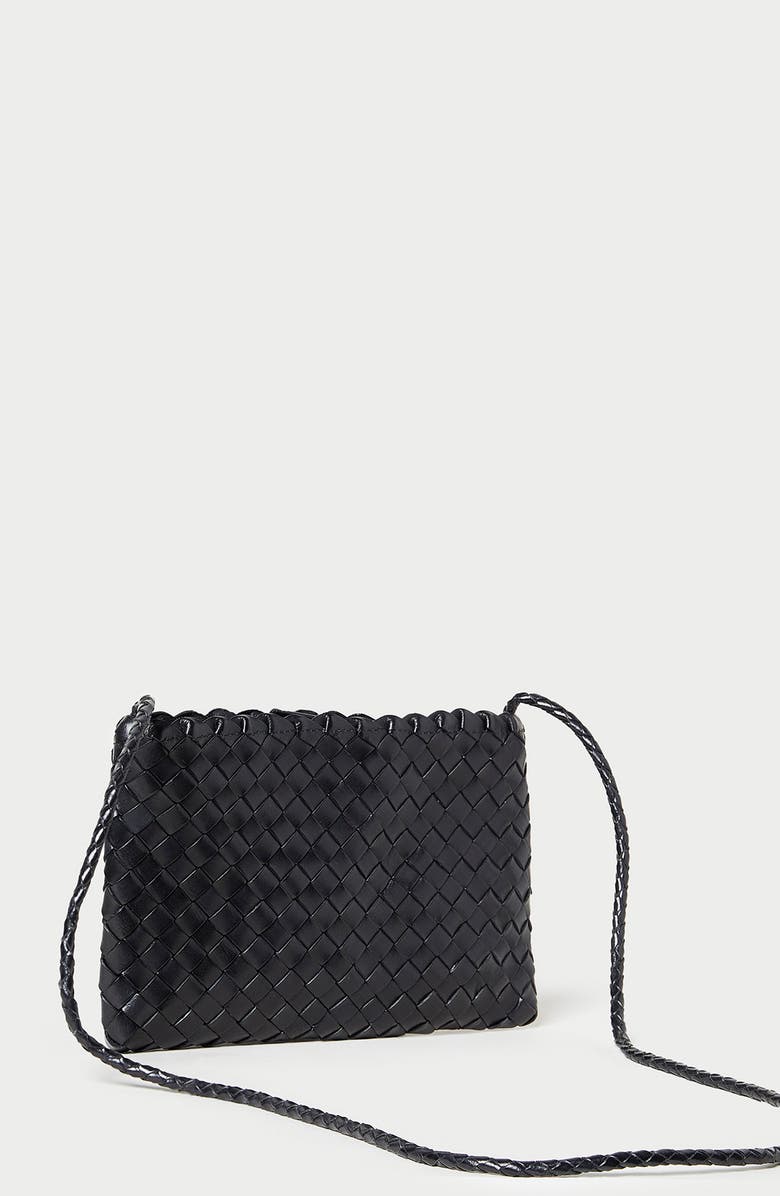 Loeffler Randall Marison Woven Leather Crossbody Pouch, Alternate, color, Black