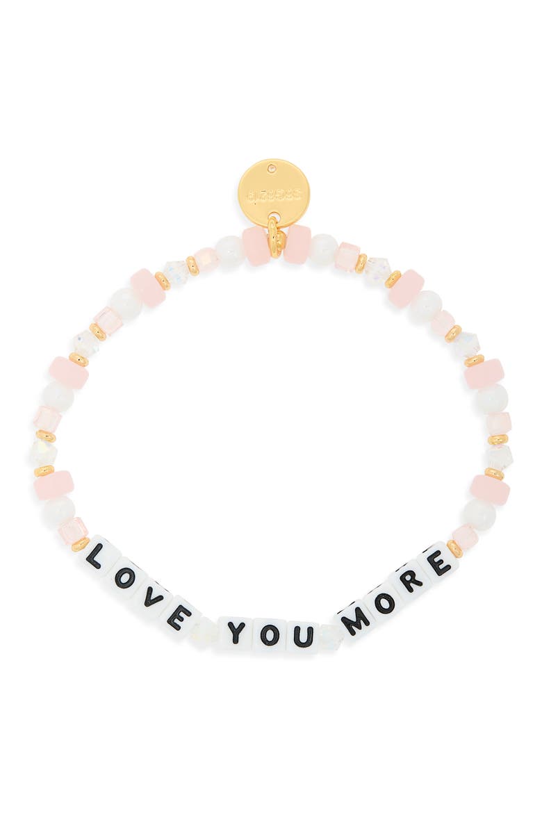 Love You More Beaded Stretch Bracelet, Main, color, PINK MULTI