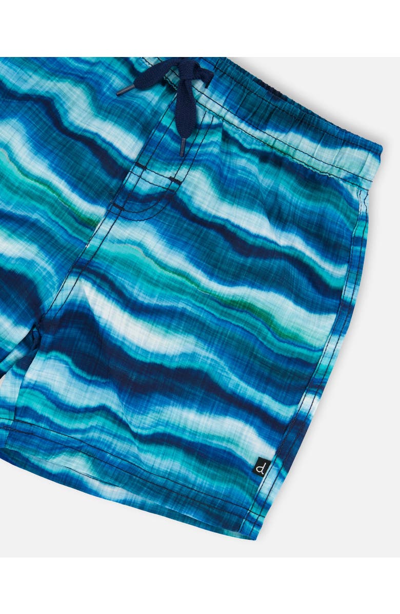 Deux par Deux Little Boy's Printed Boardshorts Blue Wave And Black, Alternate, color,