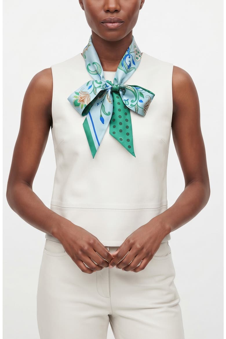 Silk Skinny Scarf Aqua Paisley, Alternate, color, Green