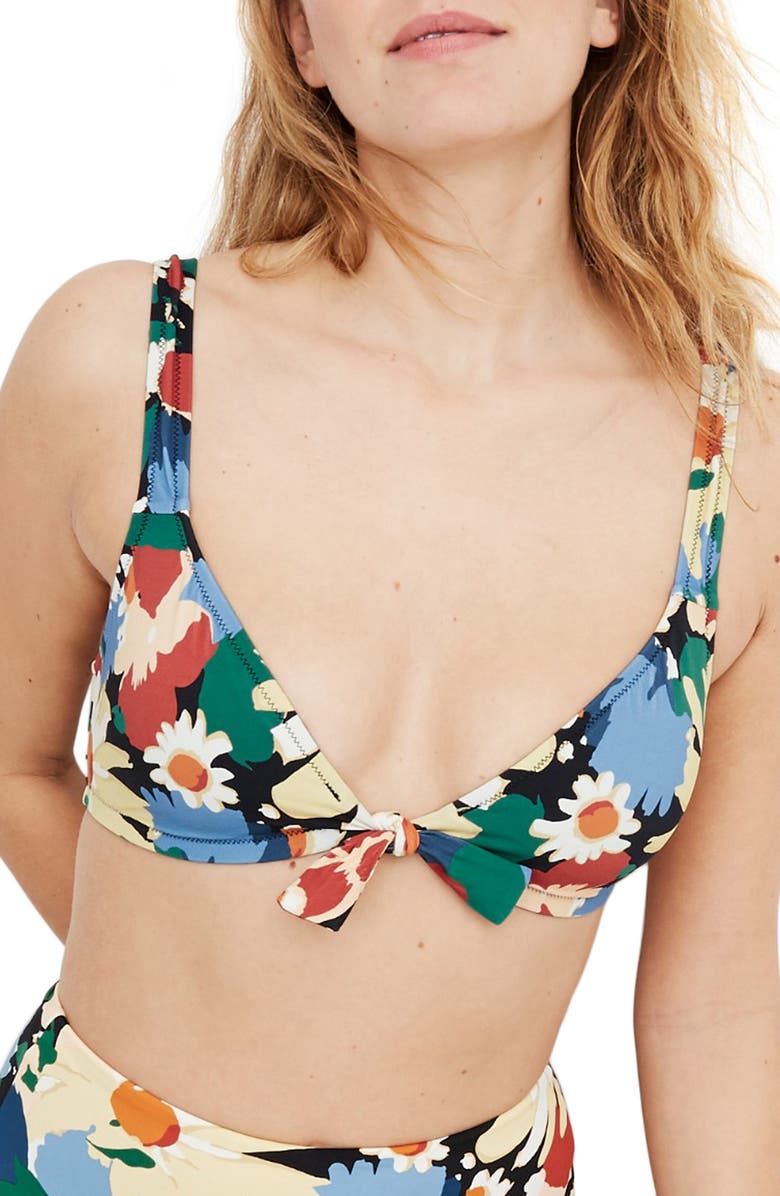 Madewell Second Wave Tie Front Bikini Top, Main, color,