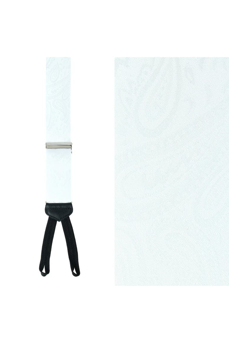 Big & Tall Banbury Tone on Tone Paisley Silk Formal Suspenders, Main, color, White