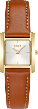 BOSS Lucy Scala Leather Strap Watch, 22mm