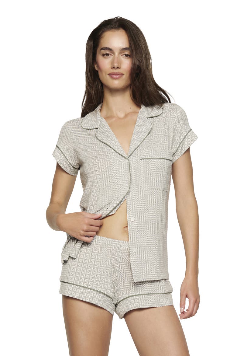 Gisele Printed Short Pajamas, Alternate, color, GEO MOD DESERT SAGE/