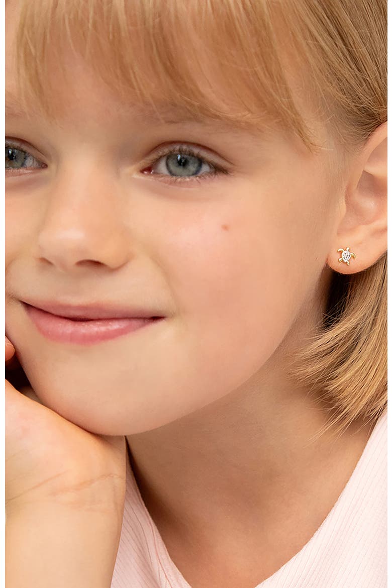 14k Twinkle Turtle Girl Earrings, Alternate, color, Gold