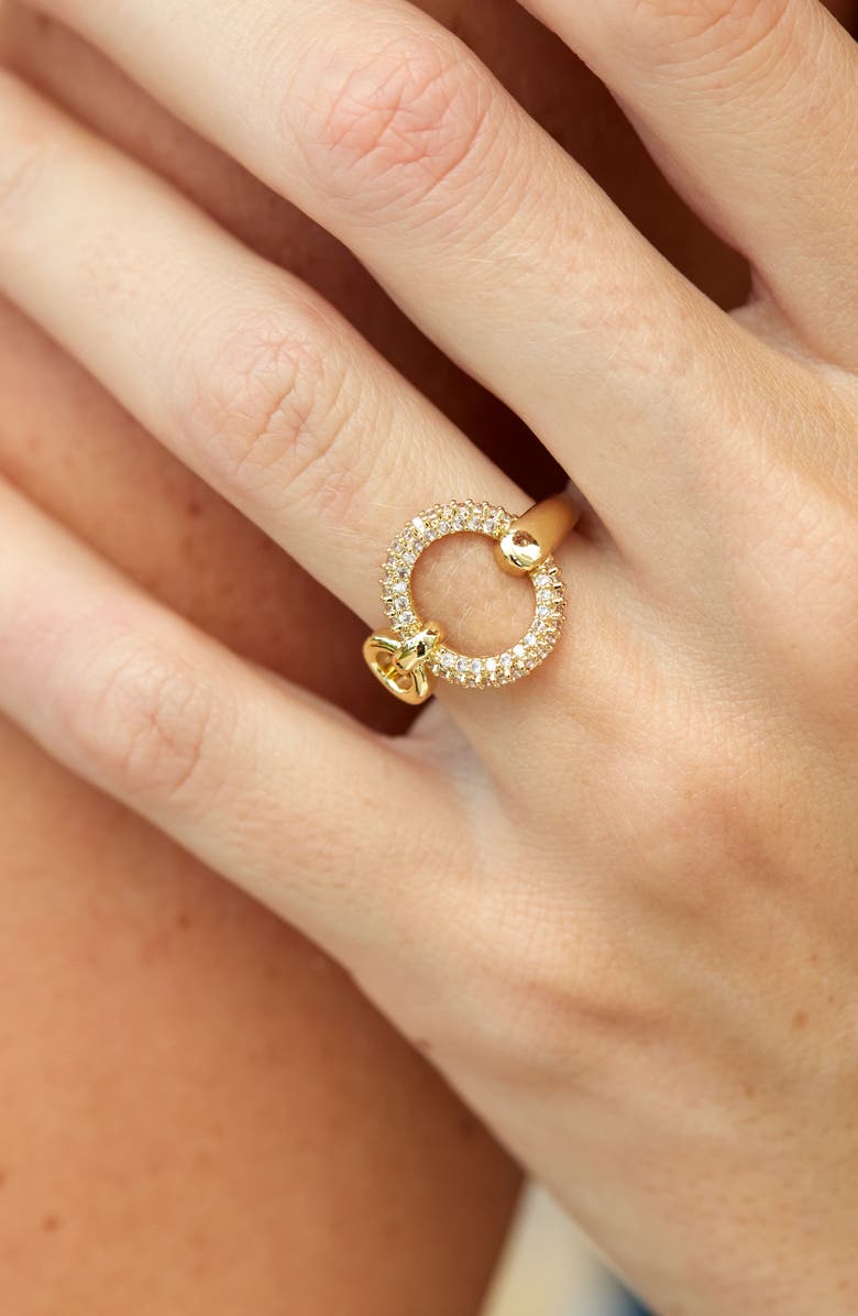 SAVVY CIE JEWELS Open Oval Cubic Zirconia Ring, Alternate, color, Yellow